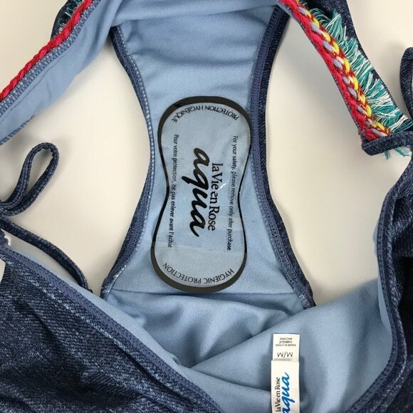 Aqua Blue Braid & Fringe Bikini Bottom Size Medium NWOT - Picture 6 of 8